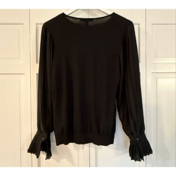 Lauren Ralph Lauren black elegant georgette sleeve sweater top small - Picture 4 of 9